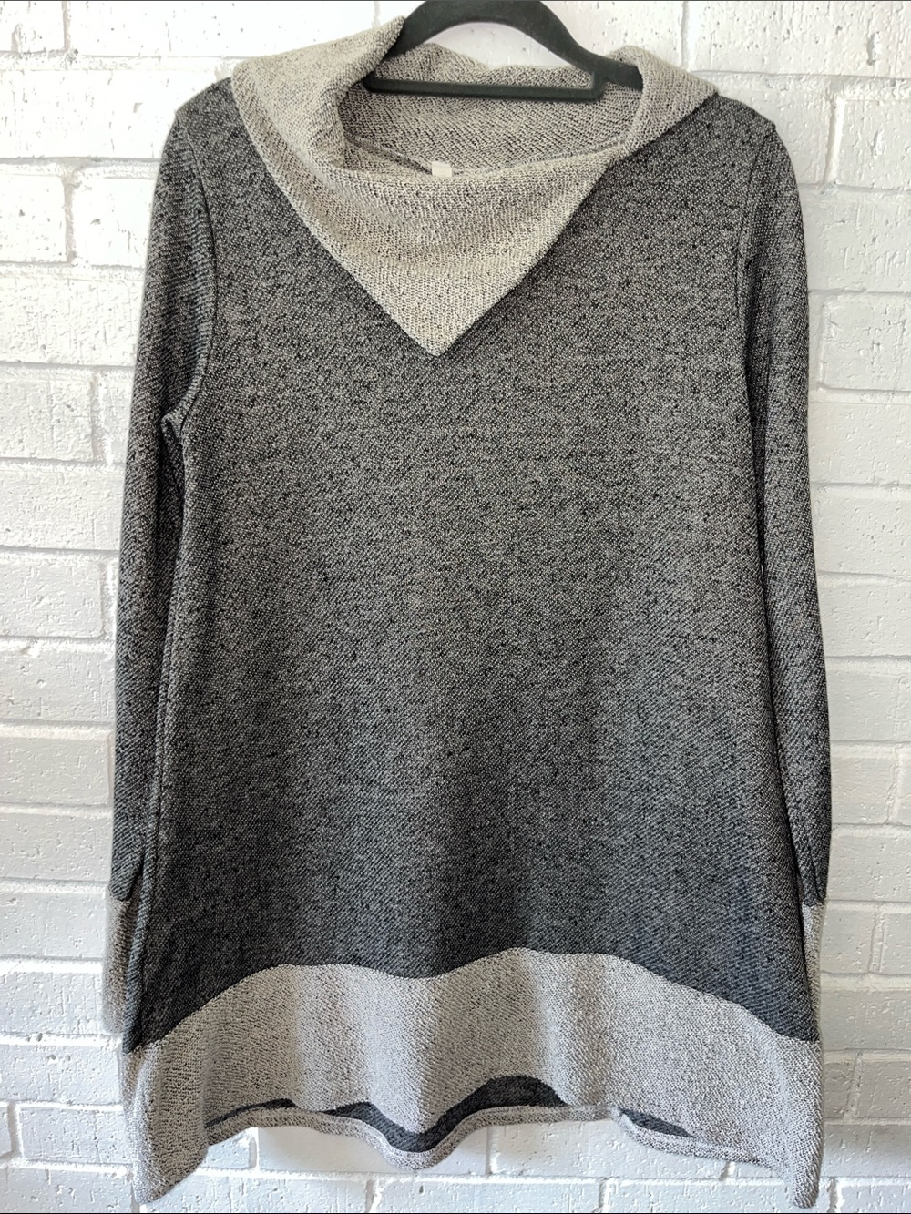Pinkblush Maternity Colorblock Gray, Light Gray Tunic Top Cowl Neckline FLAWED